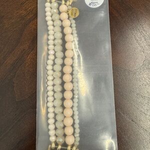 Kinsley Armelle Cream and Gold Beaded Bracelet for Apple Watch